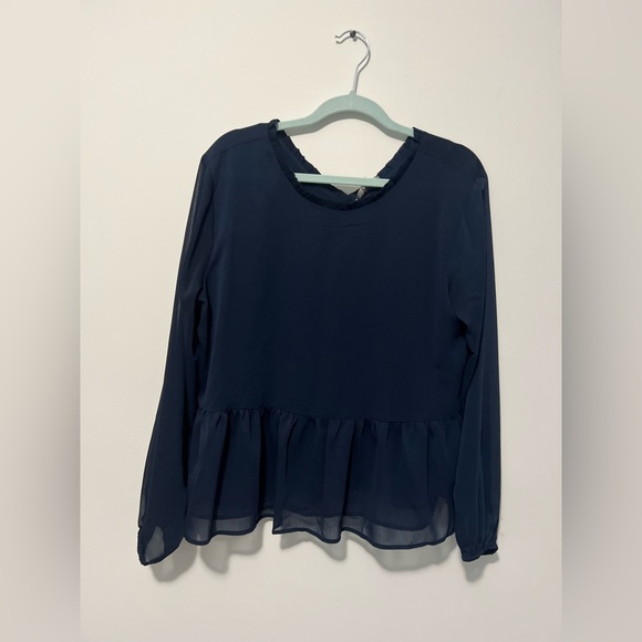 Loft Outlet Navy Peplum Top - Picture 1 of 6